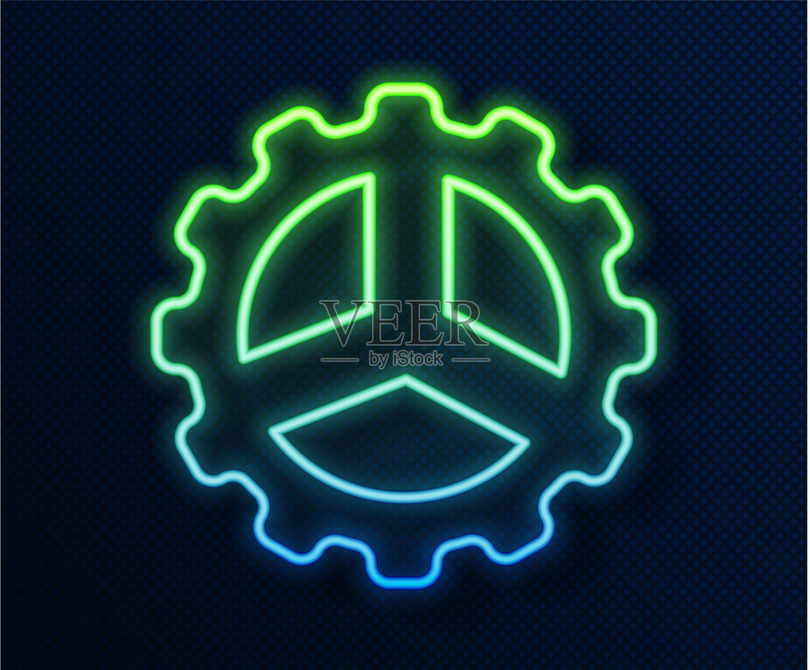 发光的霓虹灯线自行车链轮曲柄图标插画图片素材