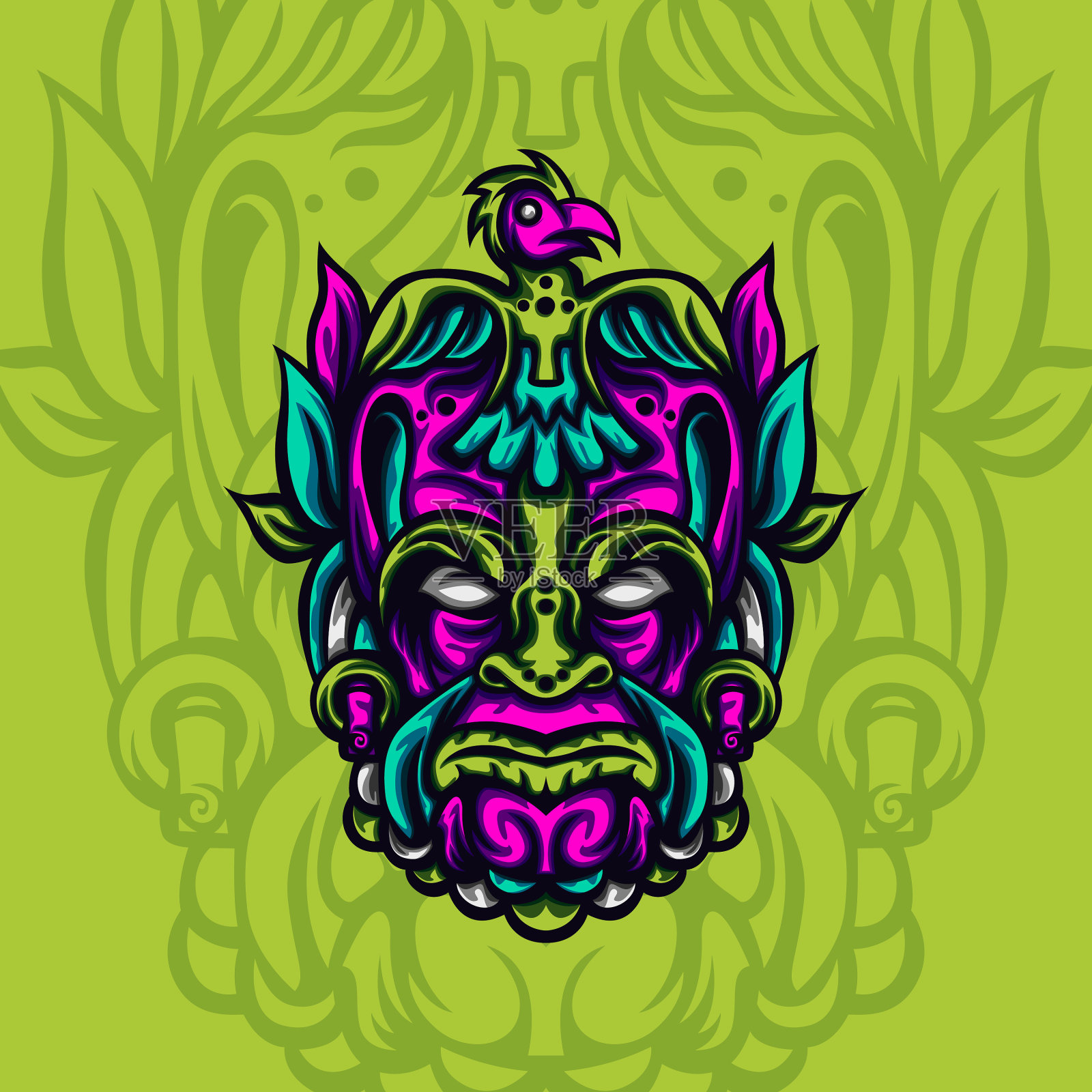 民族神面具插画图片素材