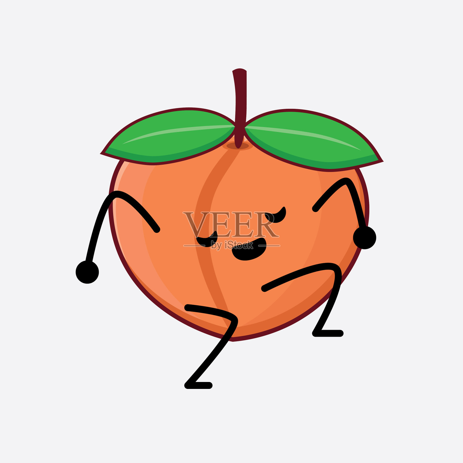 可爱的桃果人物，简单的脸和手插画图片素材