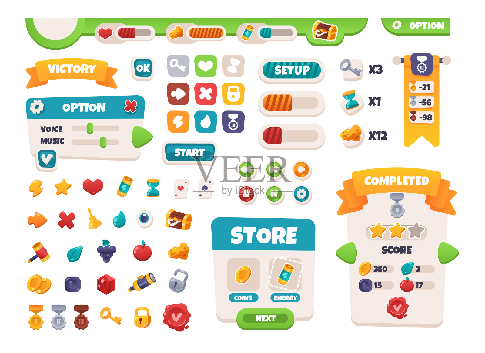 游戏UI按键移动应用界面插画图片素材