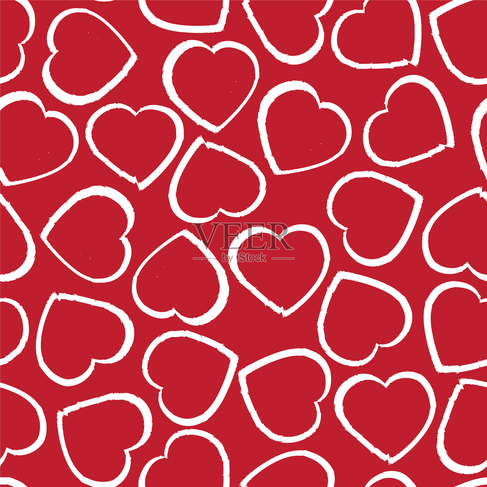 红心形笔触无缝图案插画图片素材