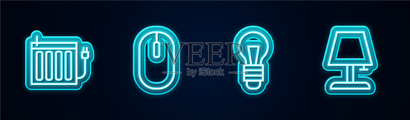 设线加热散热器电脑鼠标灯图标素材