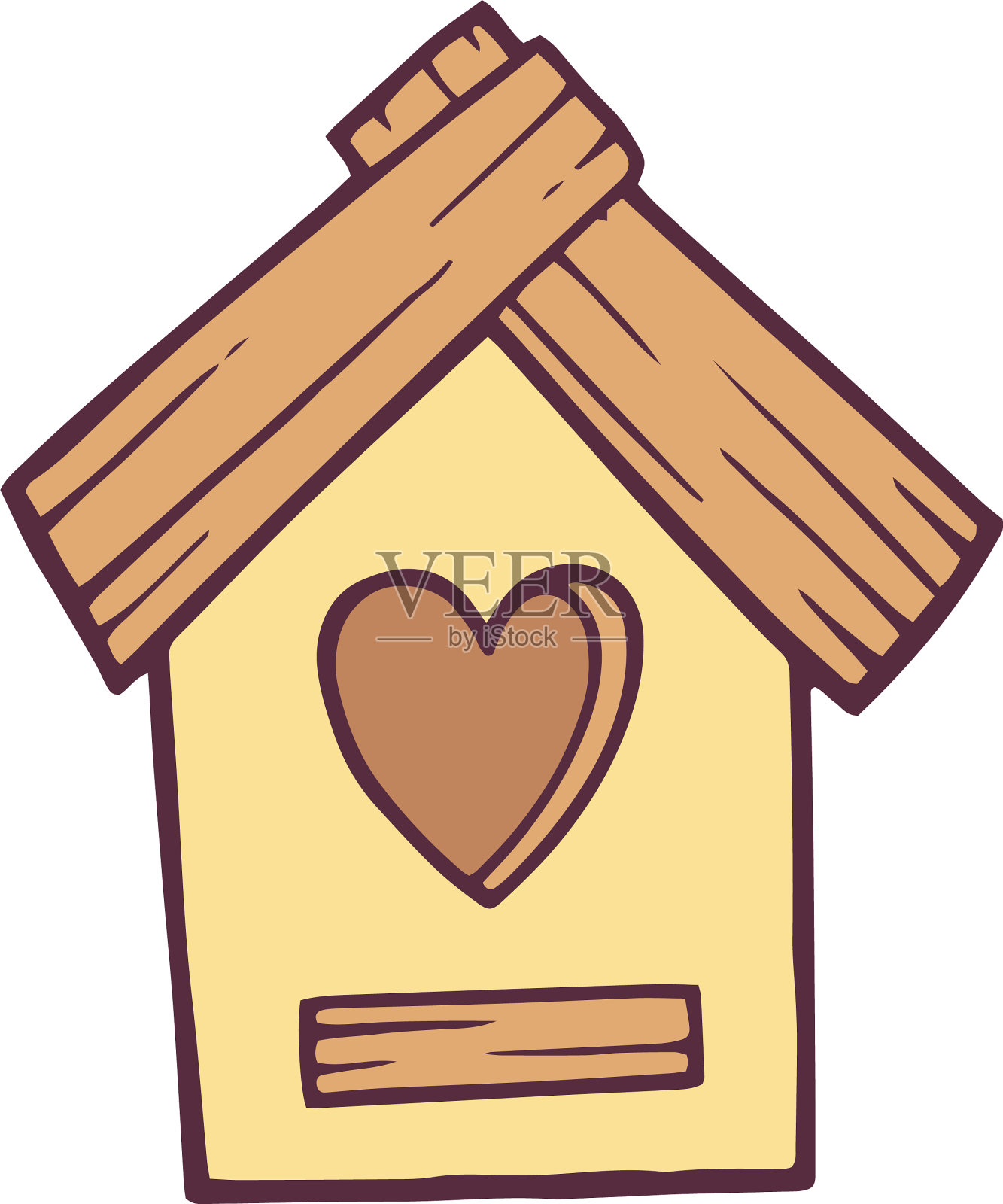 爱鸟屋图标手绘和轮廓风格设计元素图片