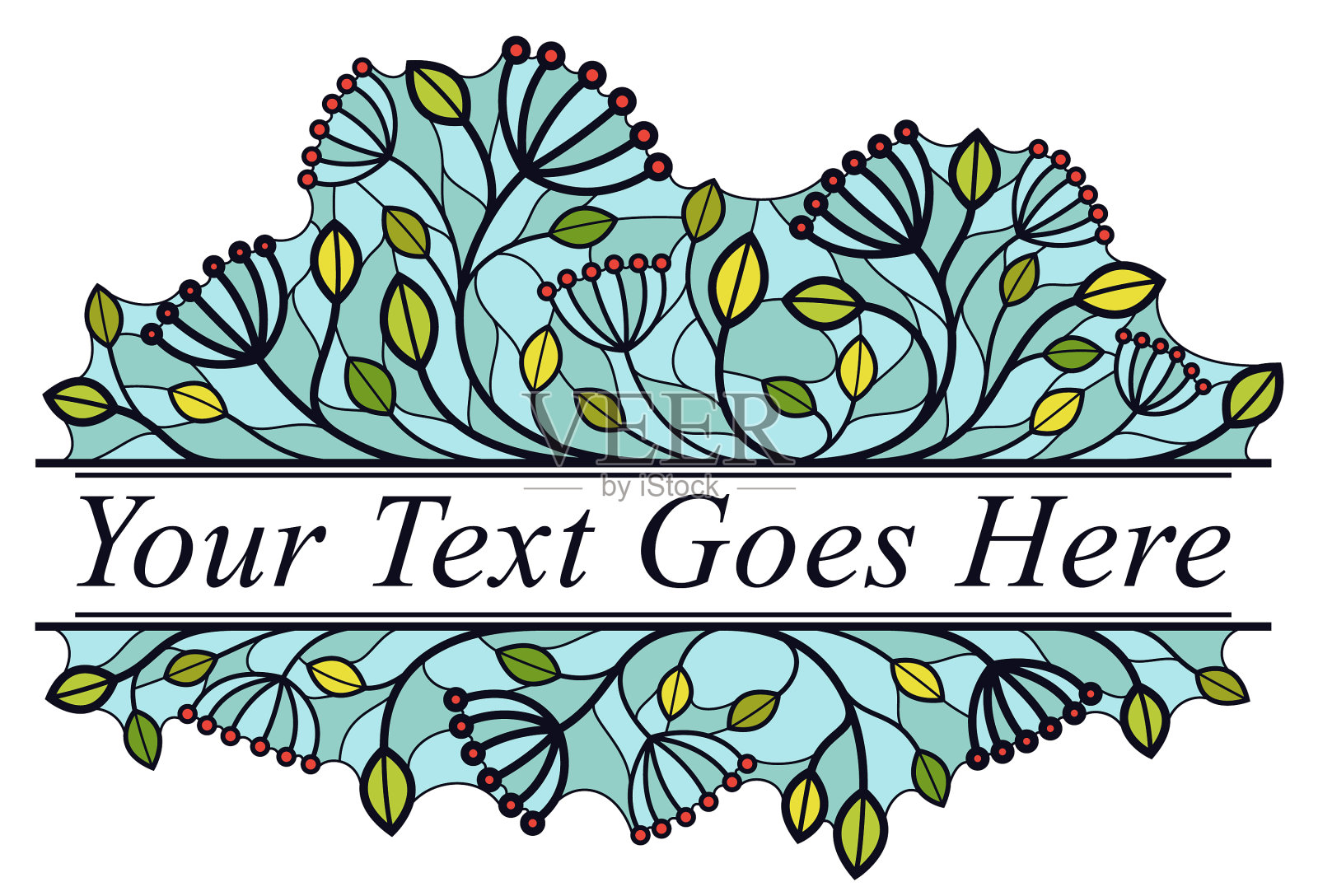 美丽的线性花卉设计孤立在白色插画图片素材