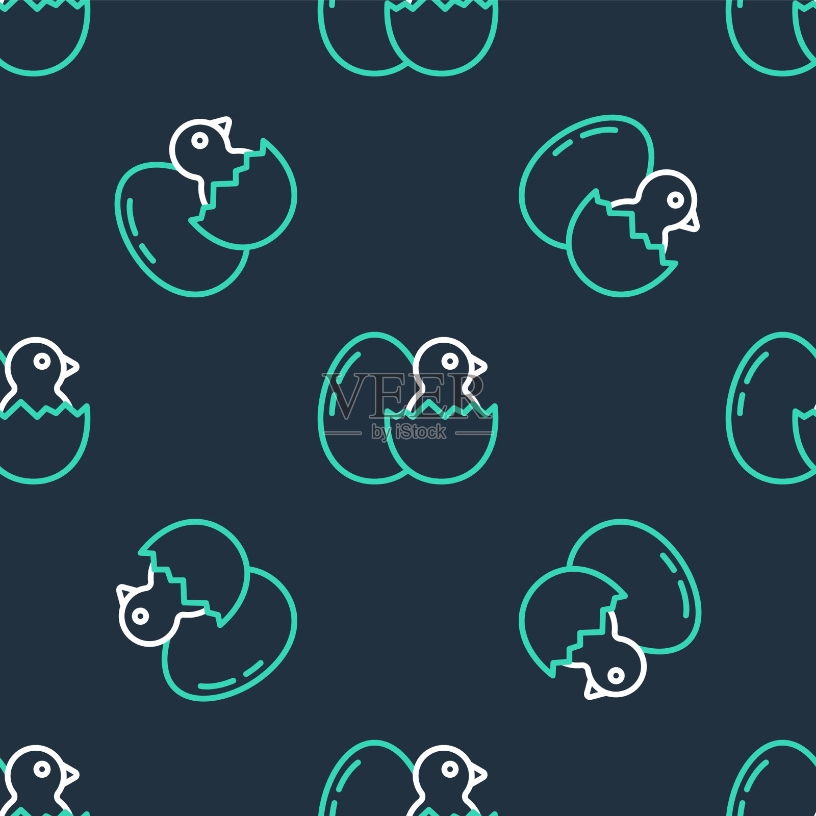 线小鸡在破蛋图标孤立插画图片素材