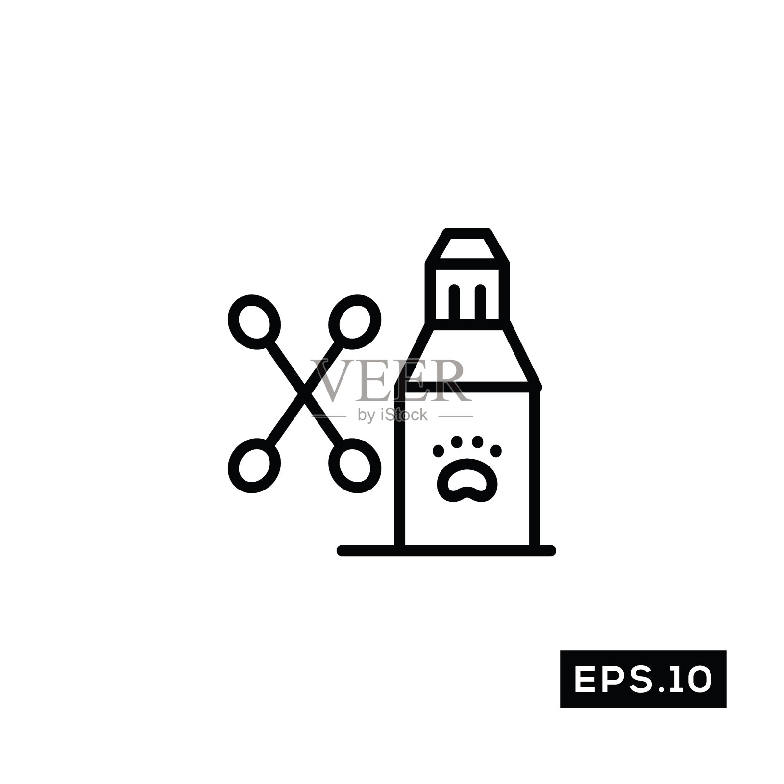 宠物沙龙线图标，宠物美容图标或标志插画图片素材