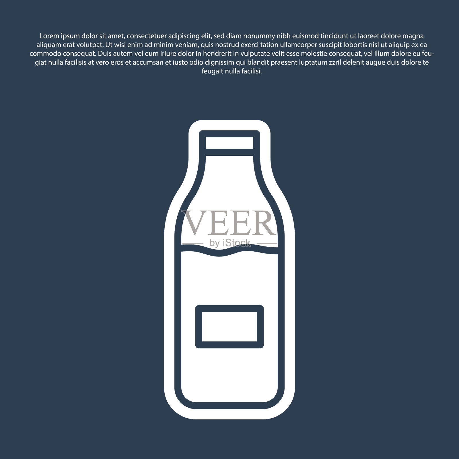 蓝线封闭的玻璃瓶与牛奶的图标插画图片素材