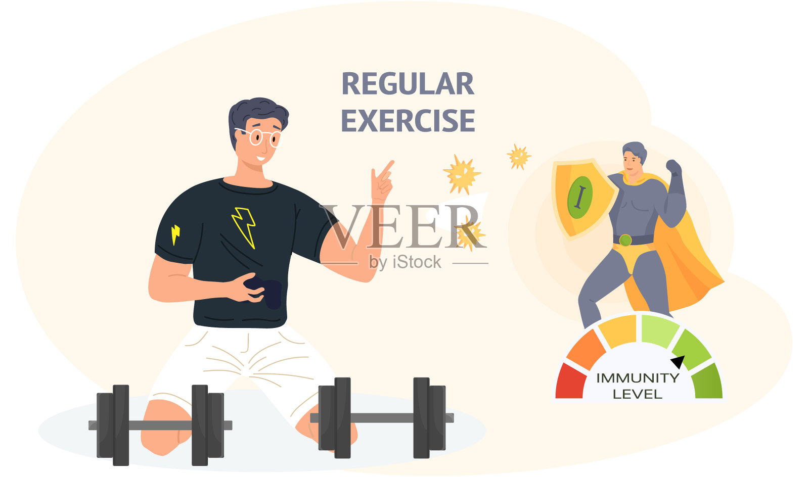 用哑铃锻炼的人插画图片素材