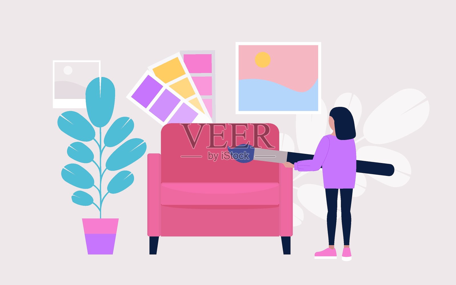 室内设计师的工作插画图片素材