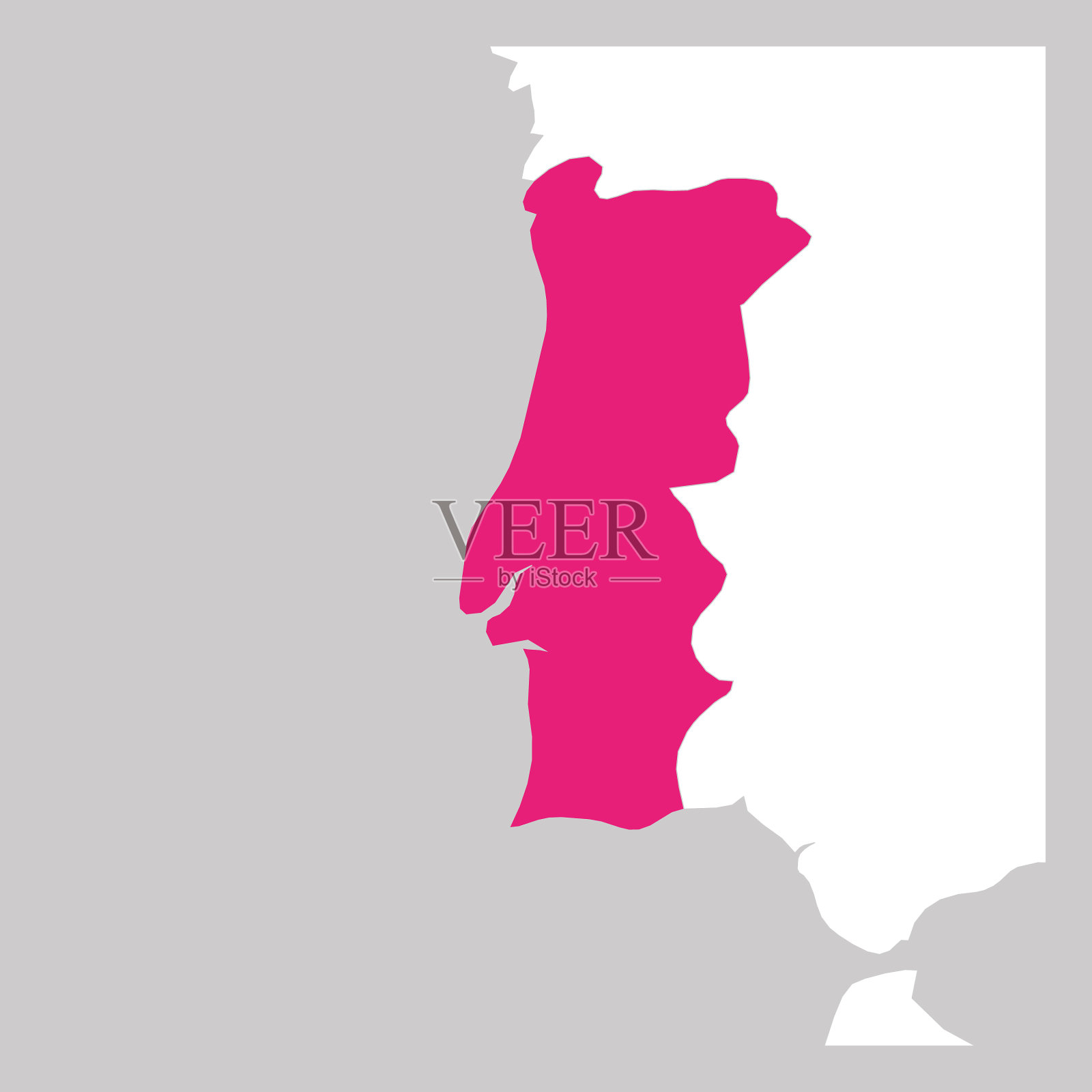 葡萄牙地图上的邻居用粉色标出插画图片素材