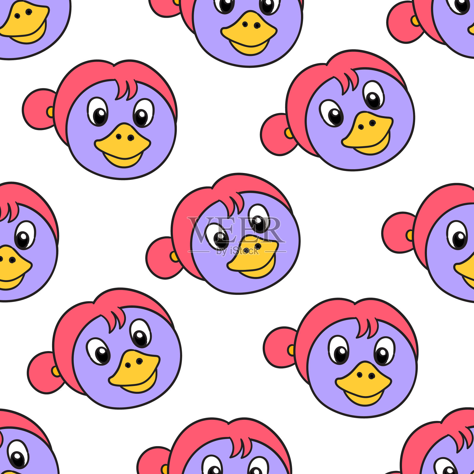 鸭妈妈无缝图案纺织重复印花插画图片素材