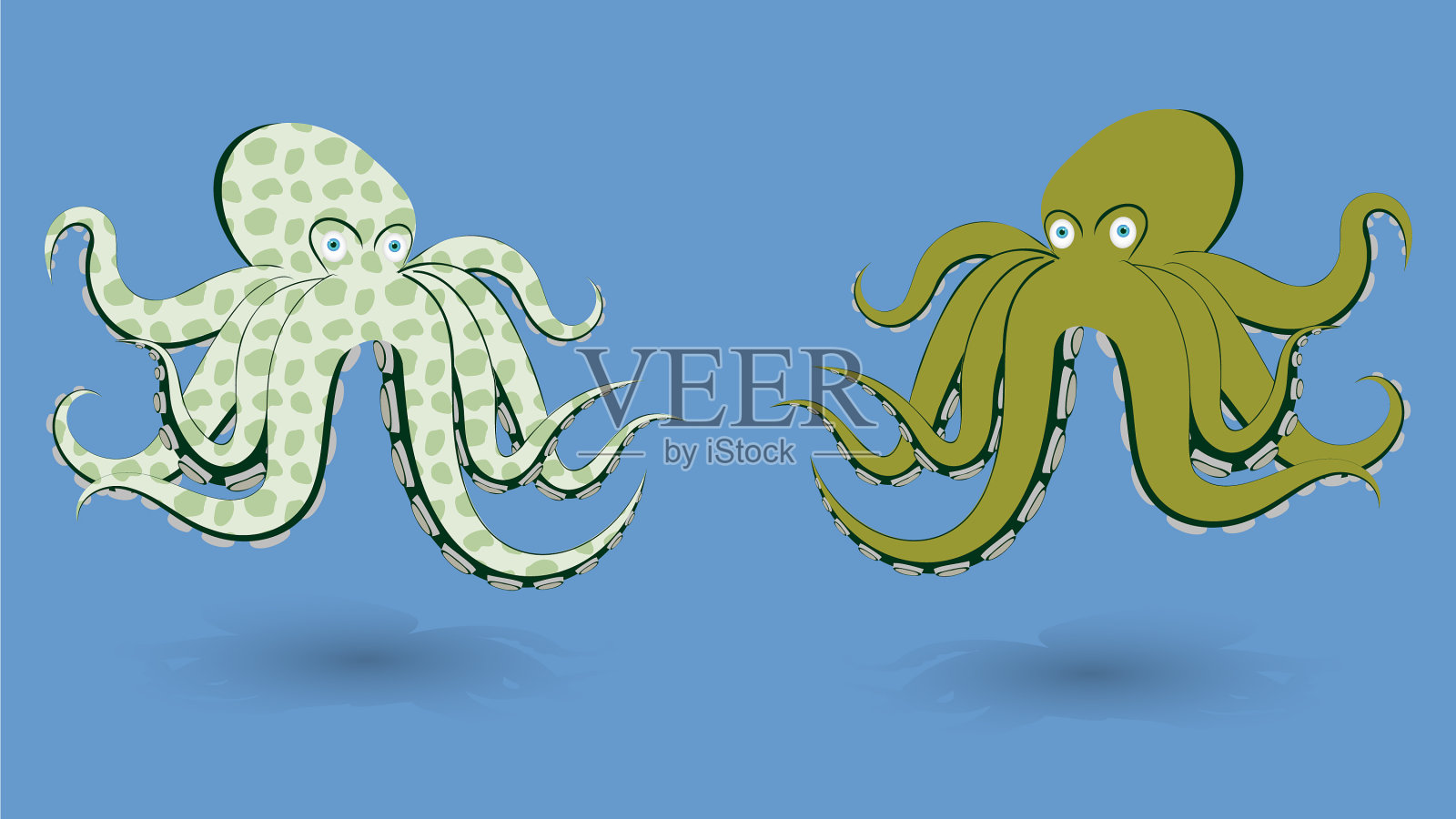 章鱼夫妇海洋卡通人偶ep10插画图片素材