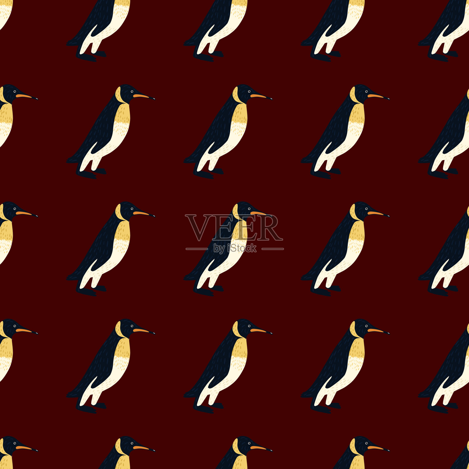 黑暗的热带动物园无缝图案与涂鸦插画图片素材