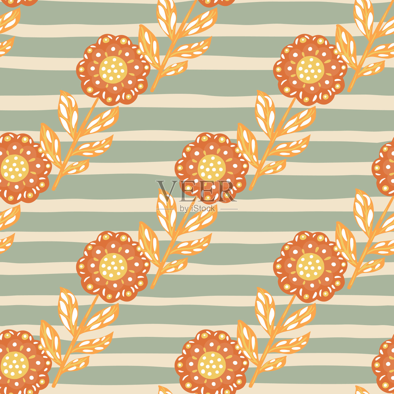 装饰性花的无缝图案有对角线插画图片素材