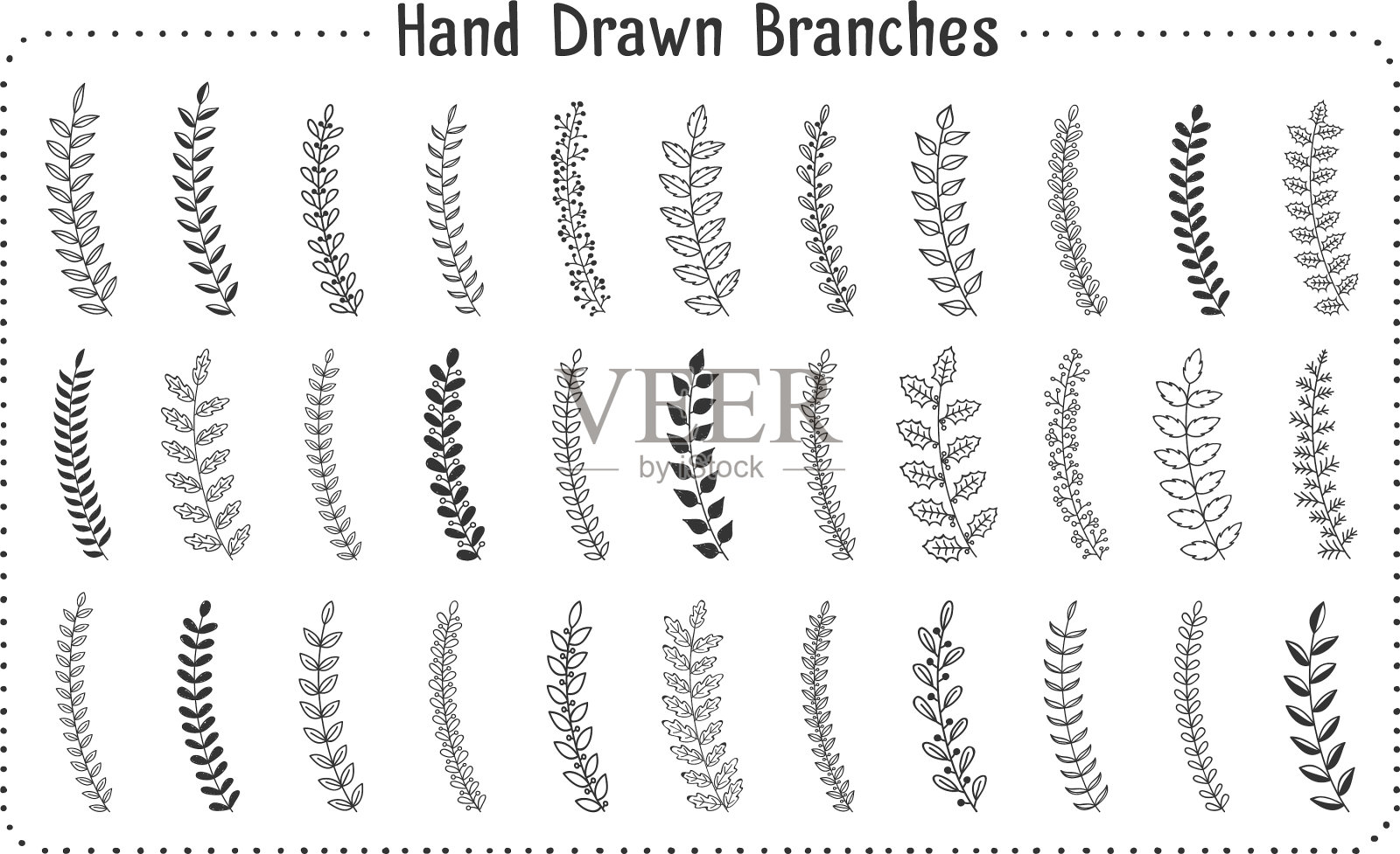 手绘分支插画图片素材