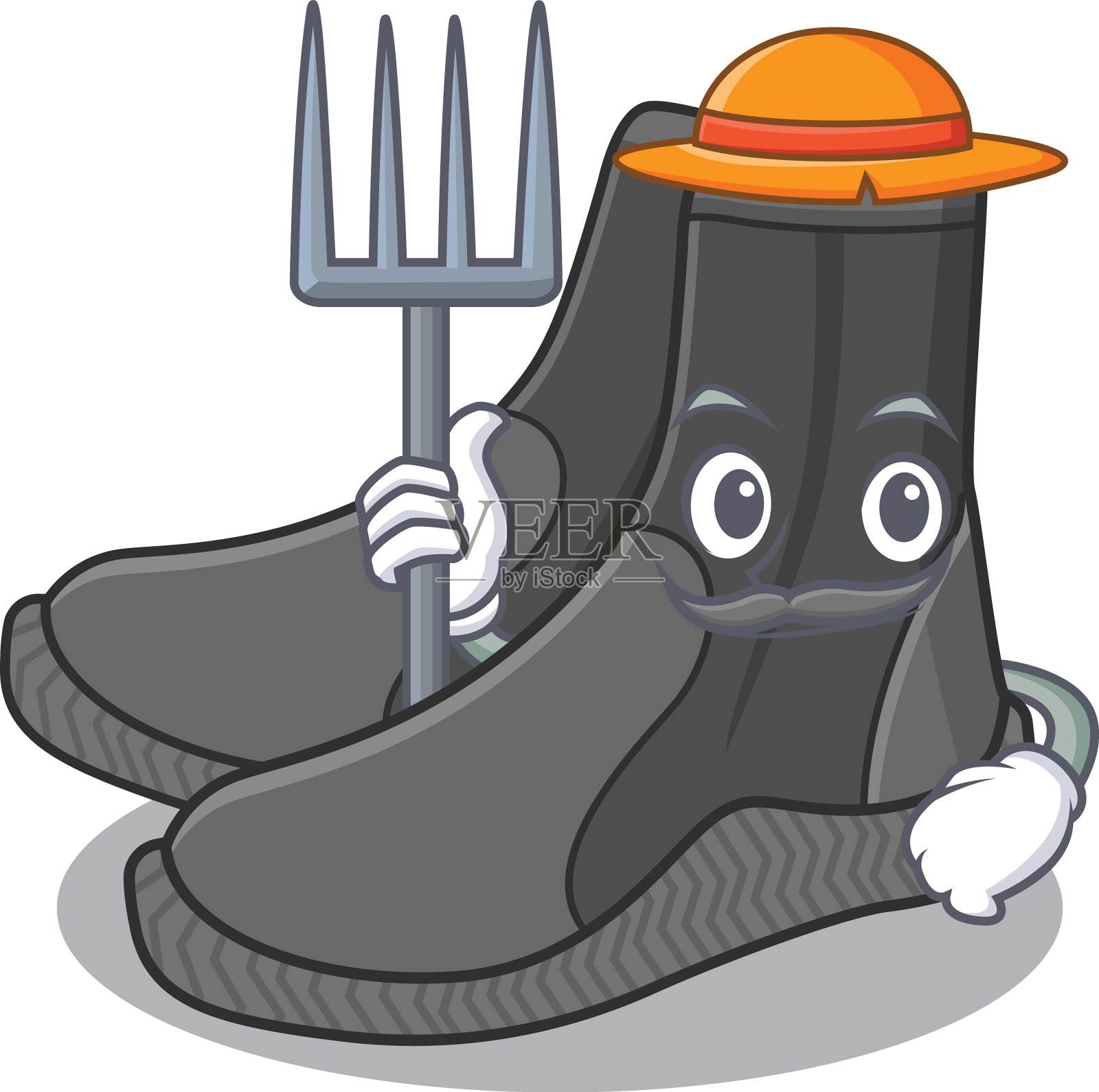 农民潜水靴吉祥物设计与一个插画图片素材