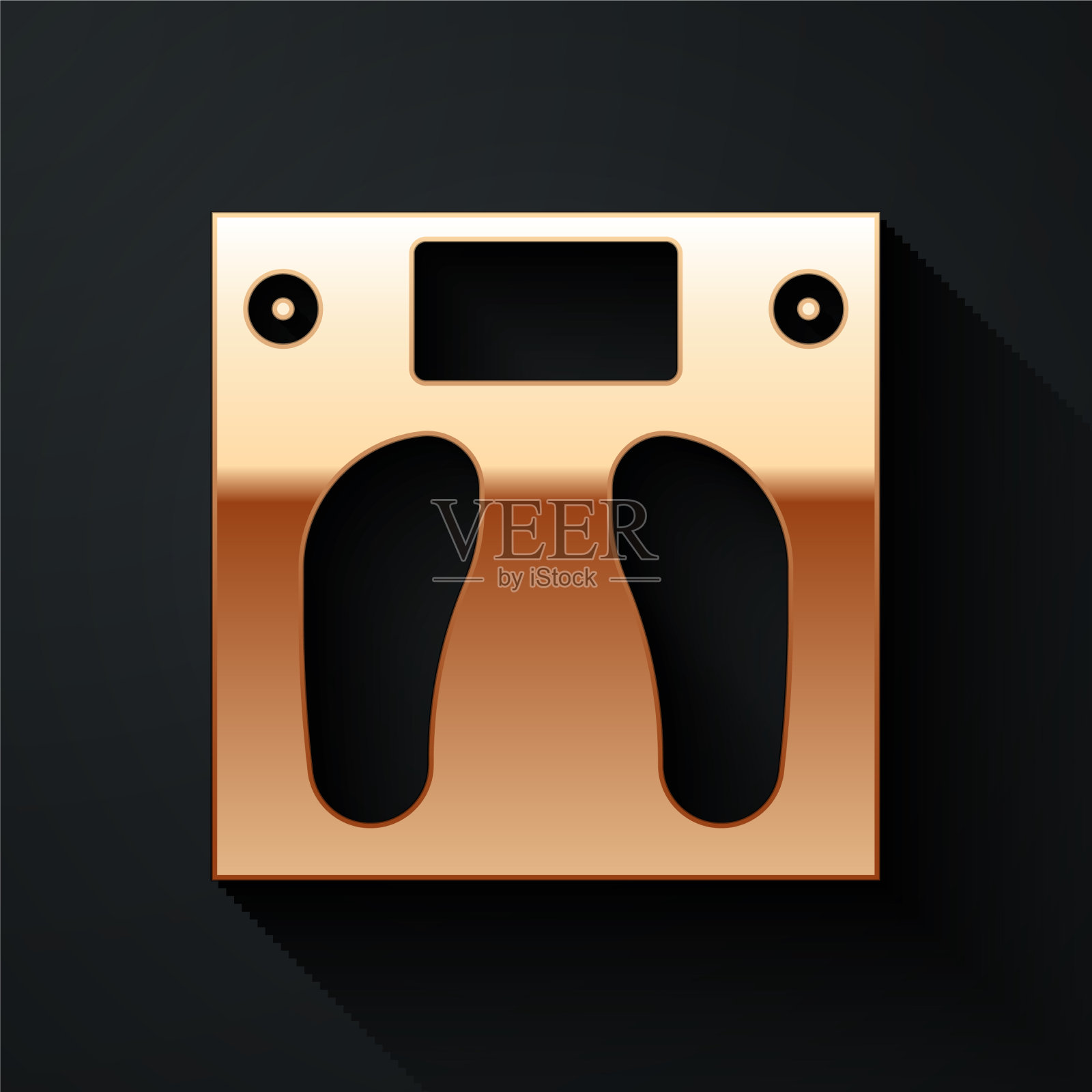 金色浴室秤图标孤立在黑色插画图片素材