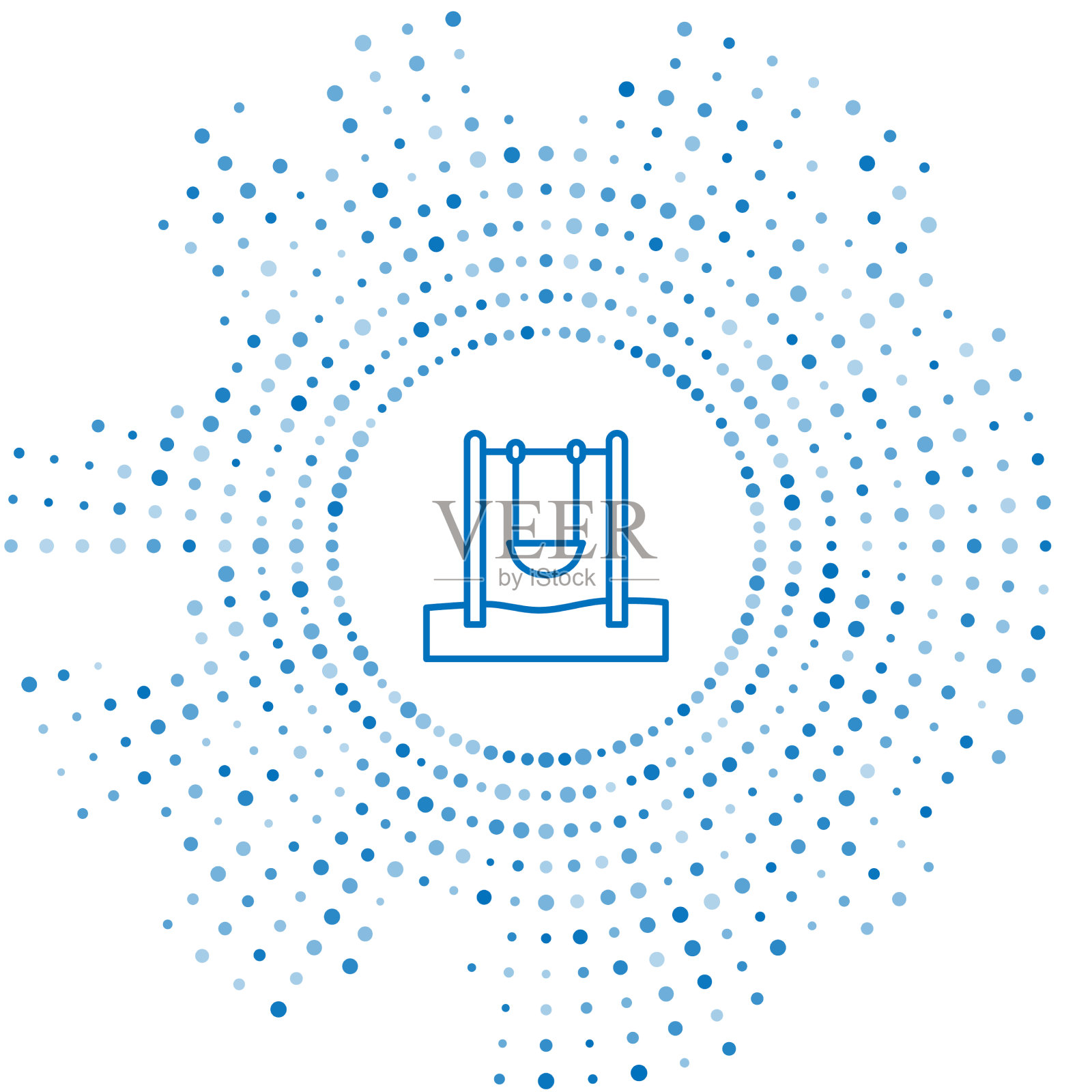 蓝线秋千为孩子们的夏季游戏上插画图片素材