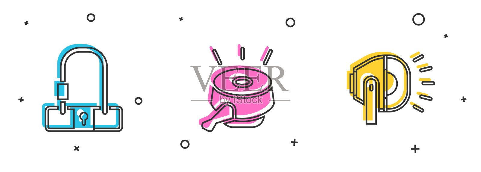 设置自行车锁铃和车灯图标图标素材