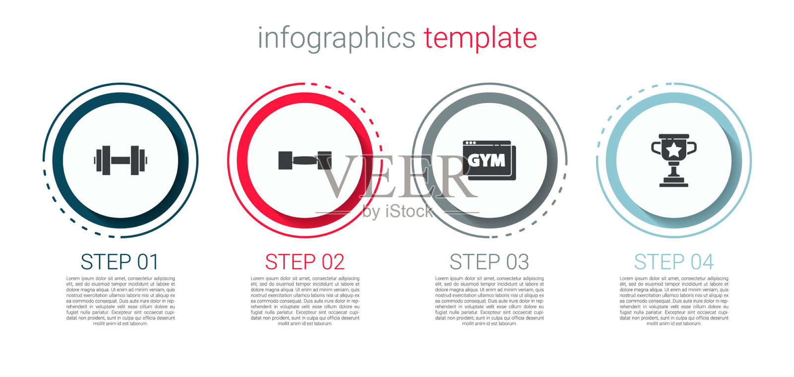 设置哑铃在线健身和训练插画图片素材