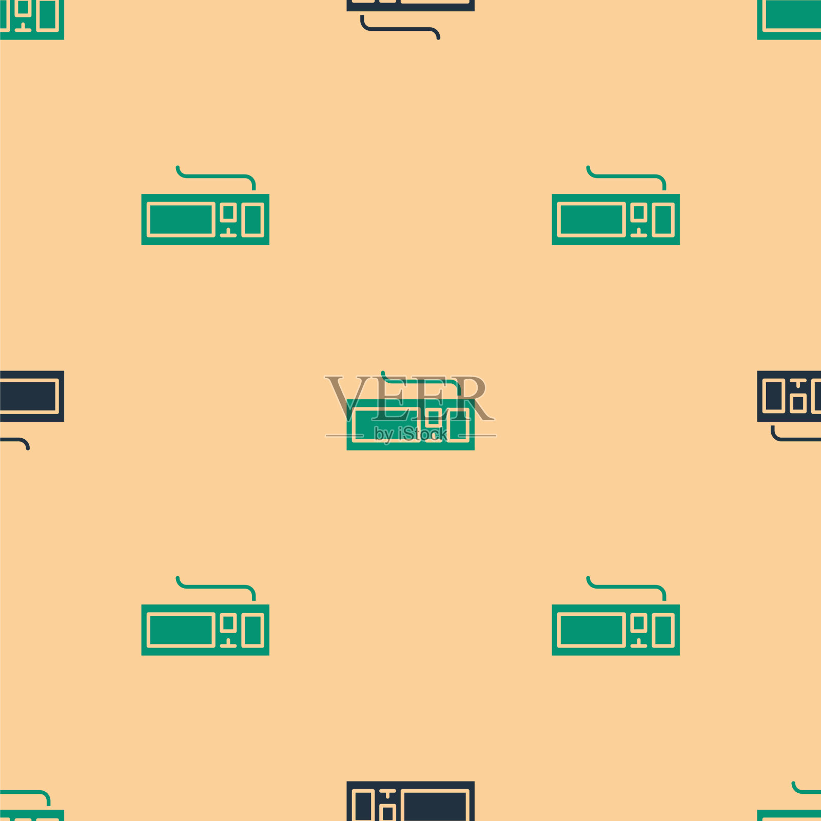 绿色和黑色的电脑键盘图标隔离插画图片素材