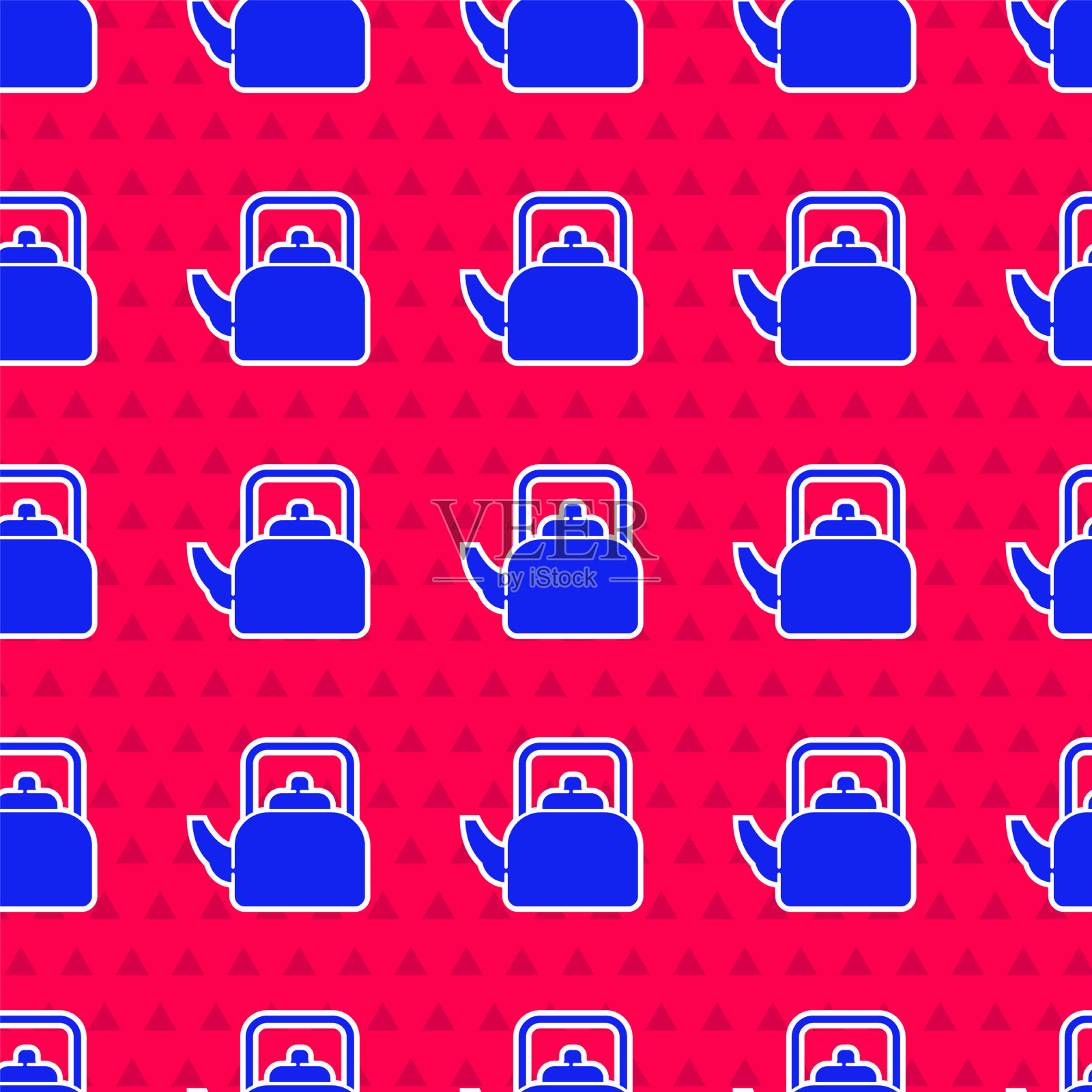 蓝色水壶与手柄图标隔离无缝插画图片素材