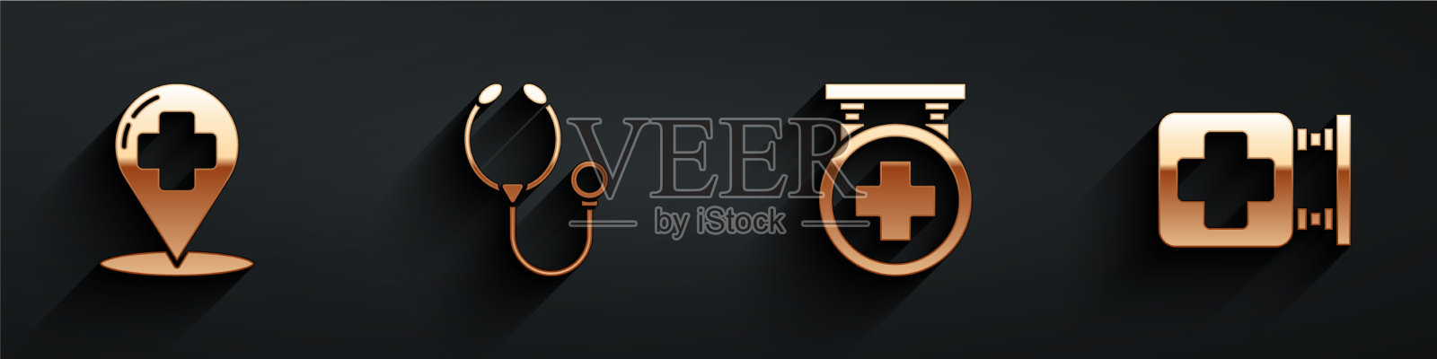 设置地图指针与跨医院听诊器图标素材