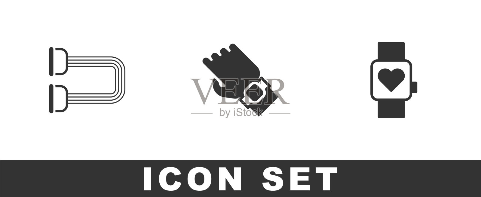 设置胸部扩张智能手表的手和图标图标素材