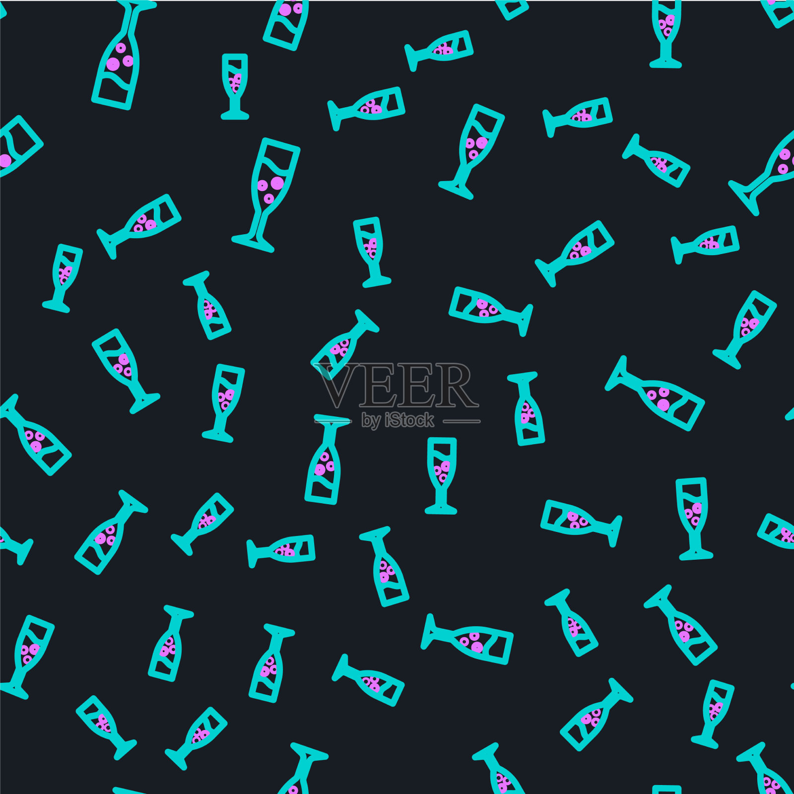 行玻璃香槟图标隔离无缝插画图片素材