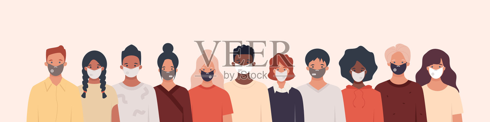 将不同国籍的人分组插画图片素材