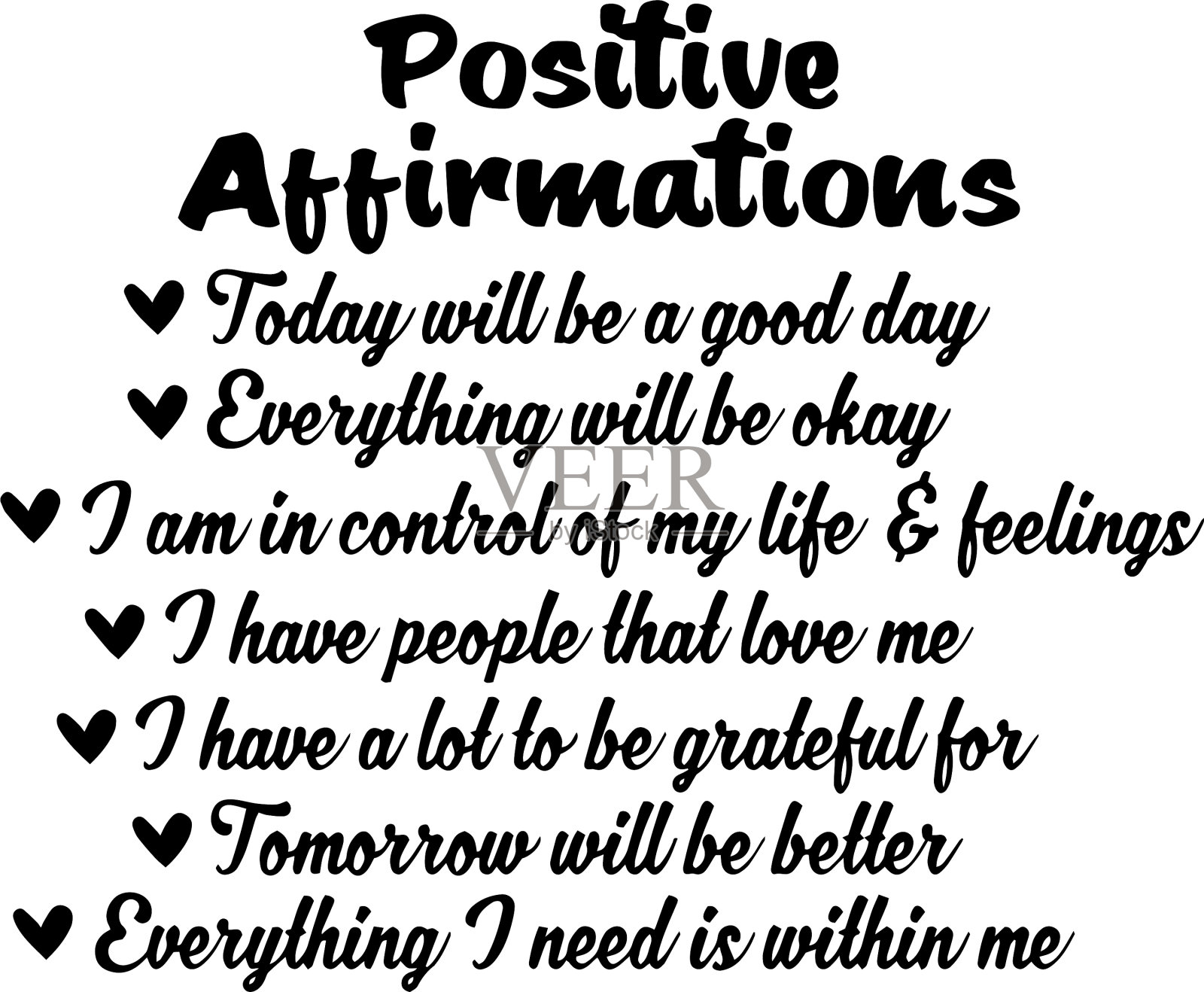 积极肯定概念励志名言插画图片素材