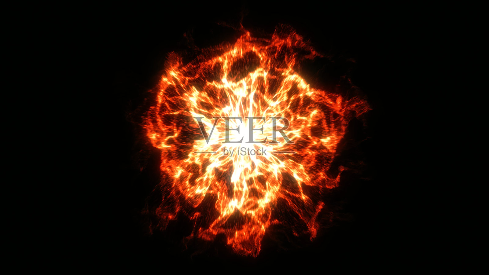 摘要发光等离子体爆发。能量爆炸火焰波照片摄影图片