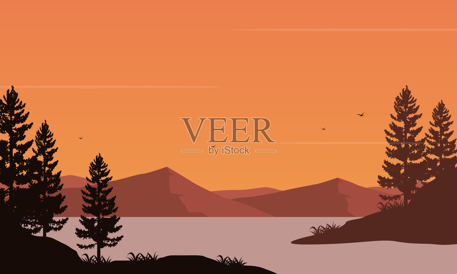 全景山插画图片素材