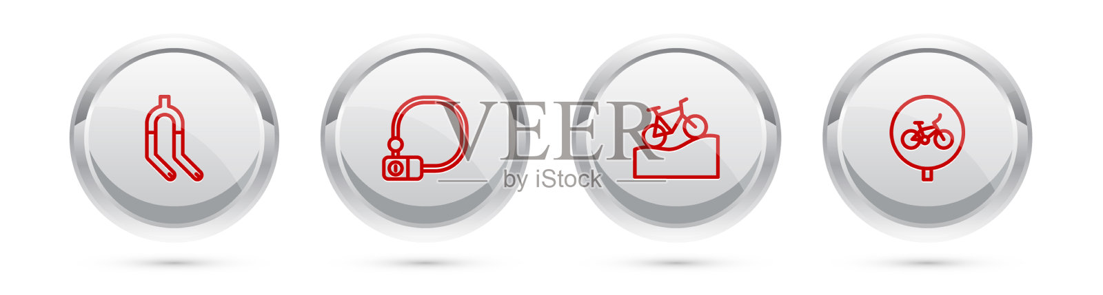 自行车线设叉锁和山地车插画图片素材