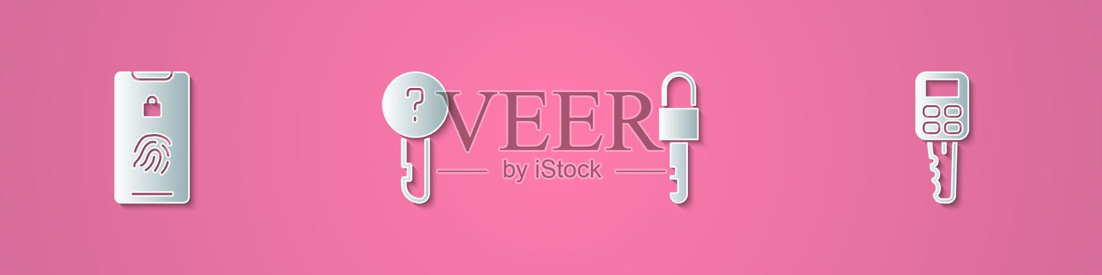 设置剪纸手机指纹扫描插画图片素材