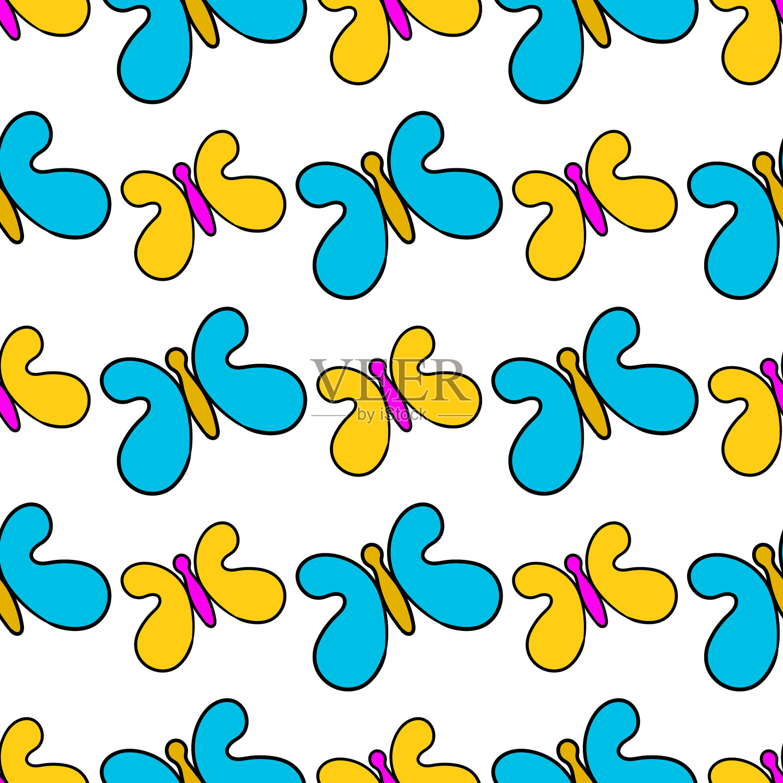 夏春蝴蝶无缝花样纺织品插画图片素材