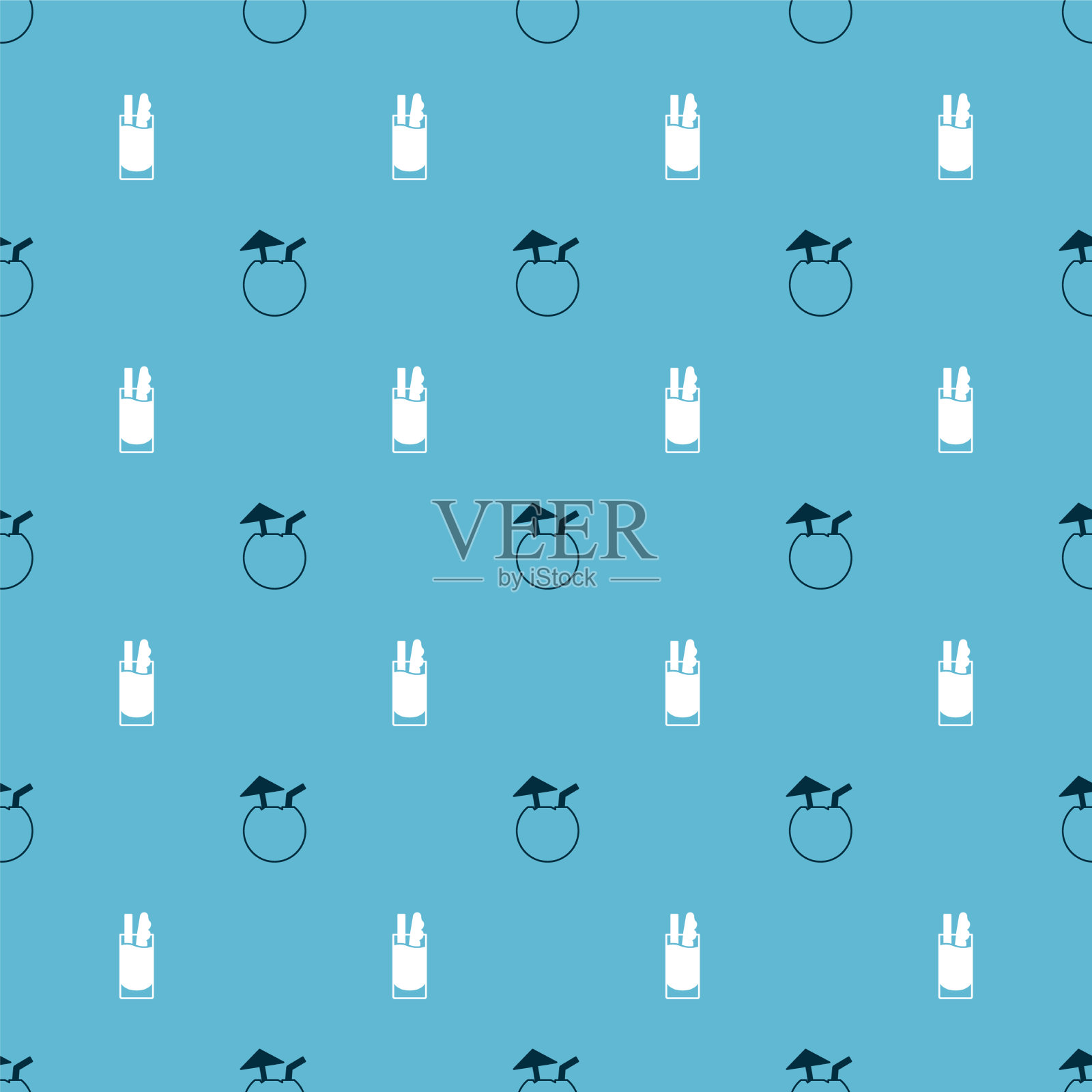 放椰子鸡尾酒和鸡尾酒血腥玛丽图标素材