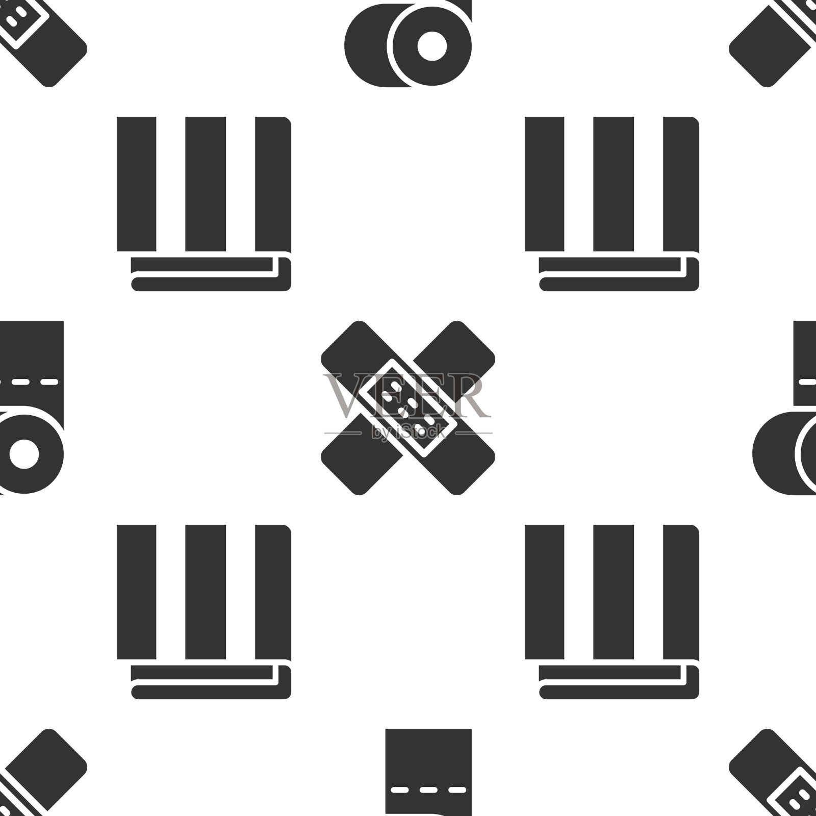 设置卫生纸卷交叉绷带石膏和图标素材