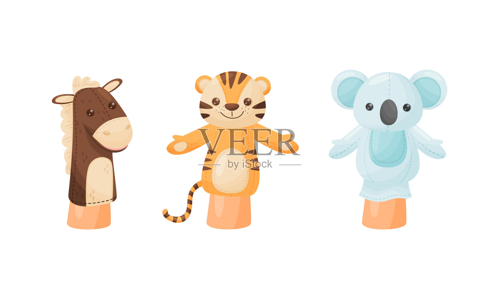 手偶玩具是用织物做的插画图片素材