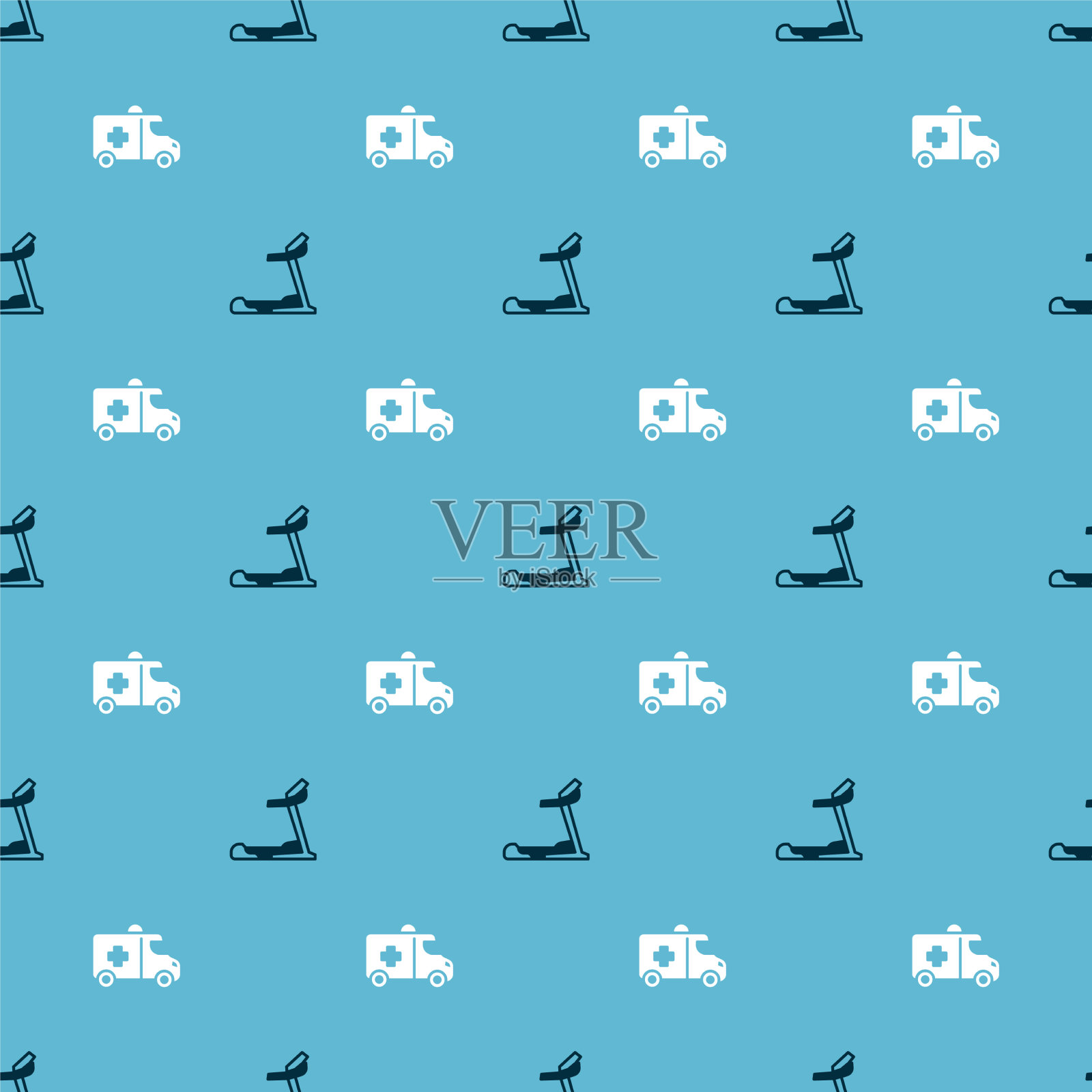 启动跑步机和急救车图标素材