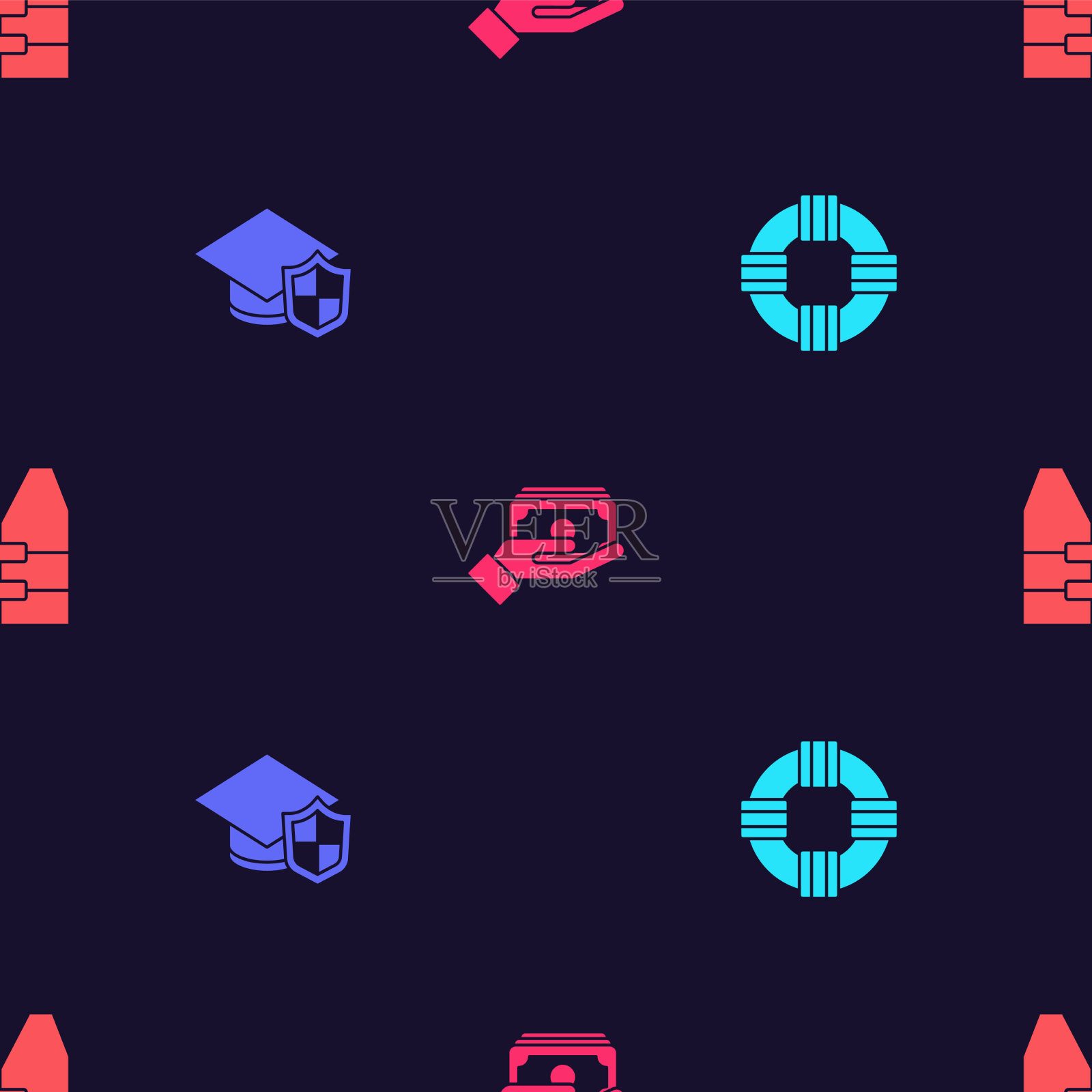 设置带护罩的救生圈刻度帽图标素材