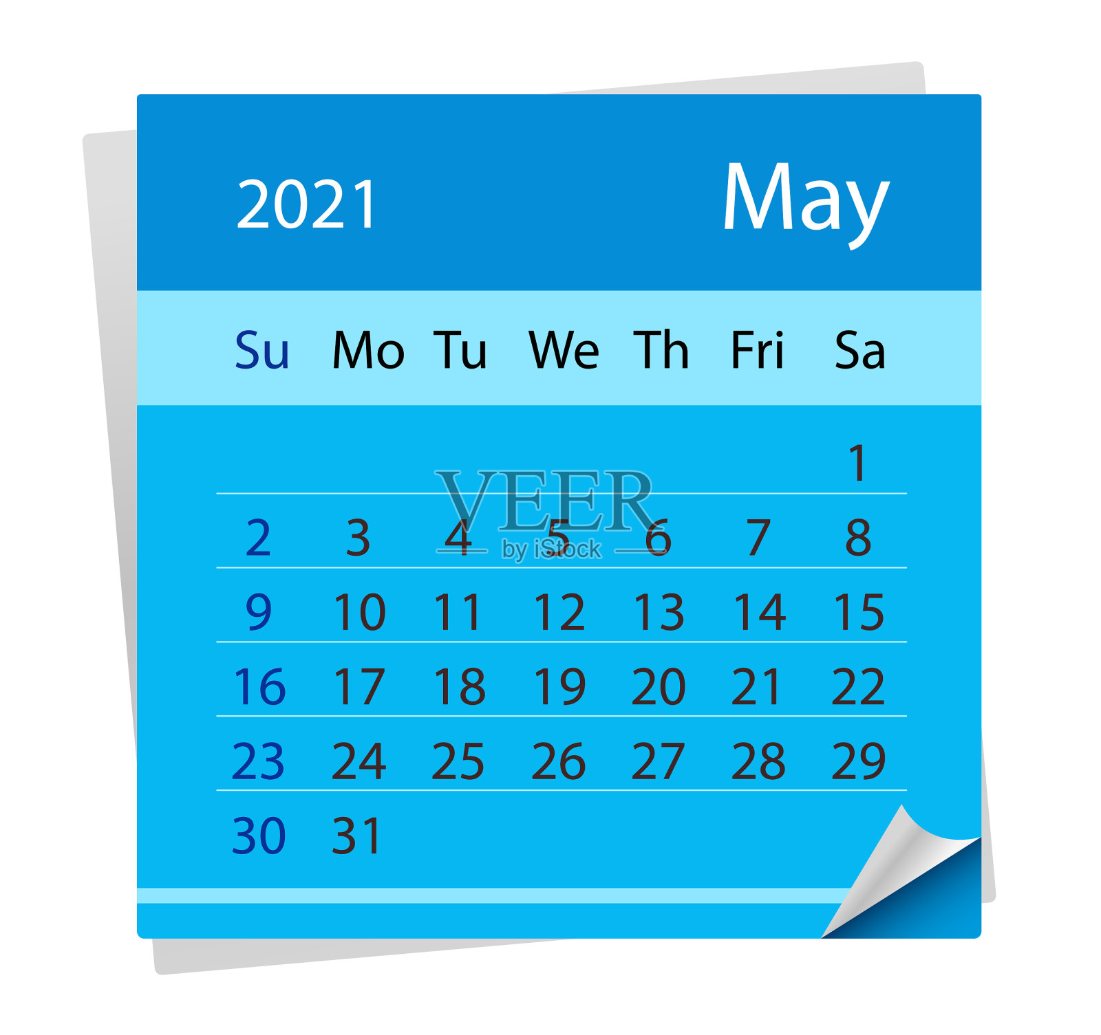 2021年5月的日历表设计元素图片