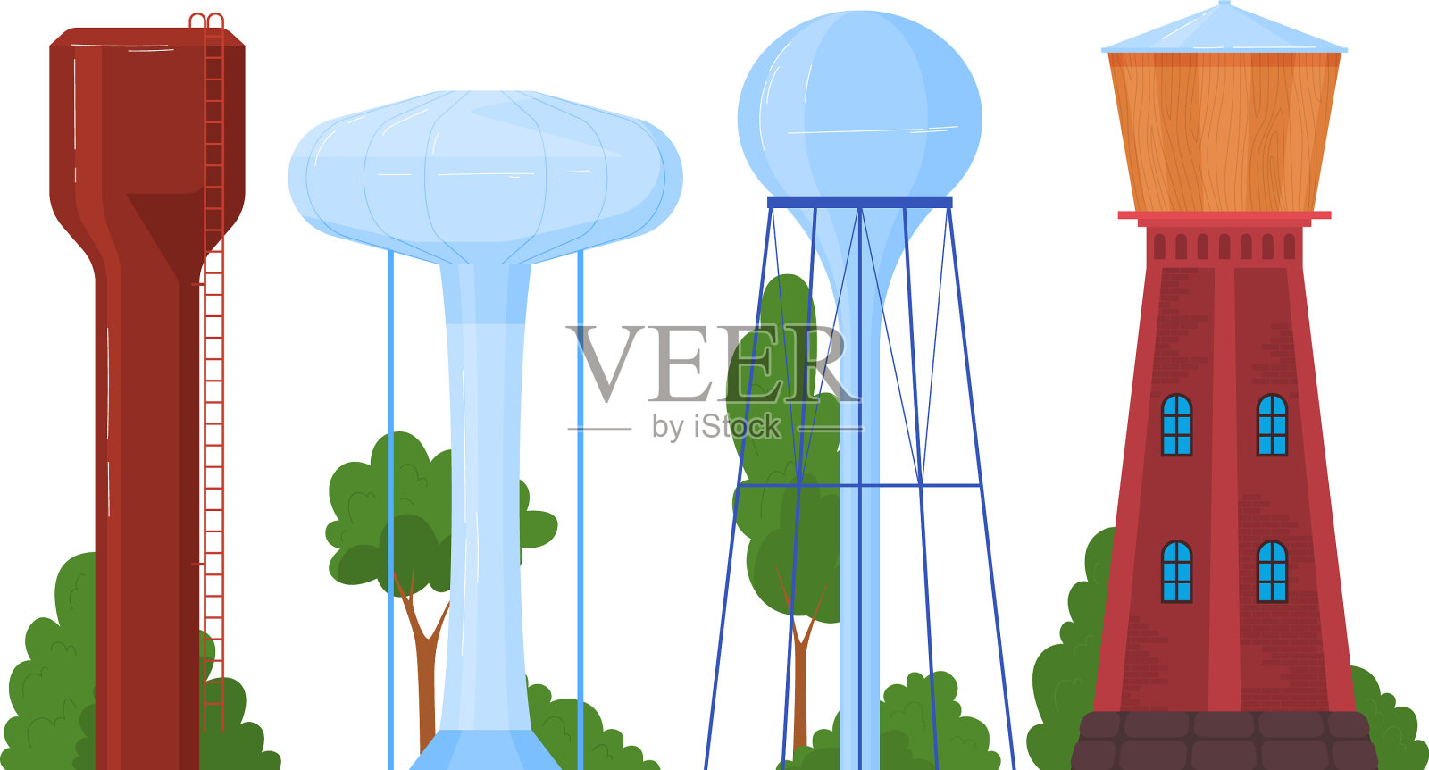 设置手拉水塔，安全蓄水设计元素图片