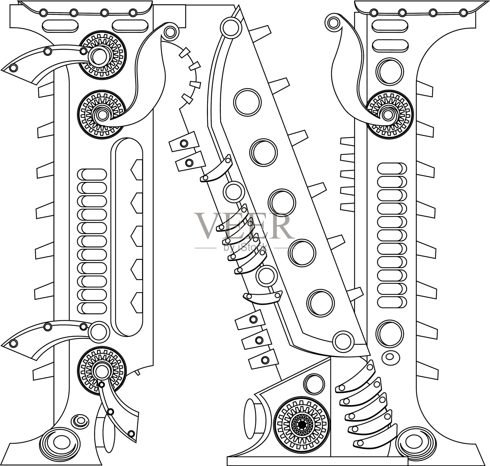 字母n着色书上的主题设计元素图片