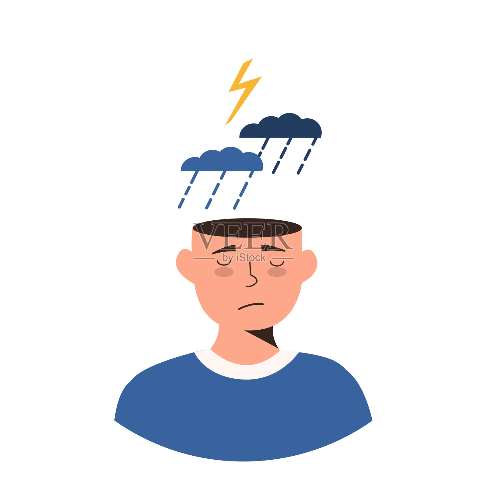 患有抑郁症的人悲伤又抑郁的人设计元素图片