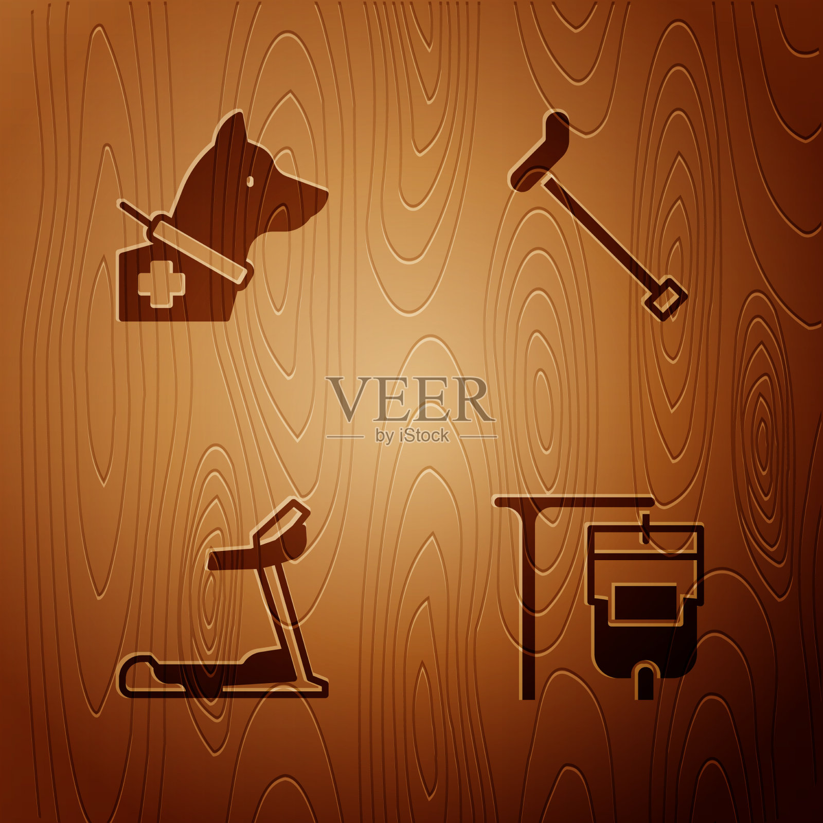 设置输液袋导盲犬跑步机和图标素材