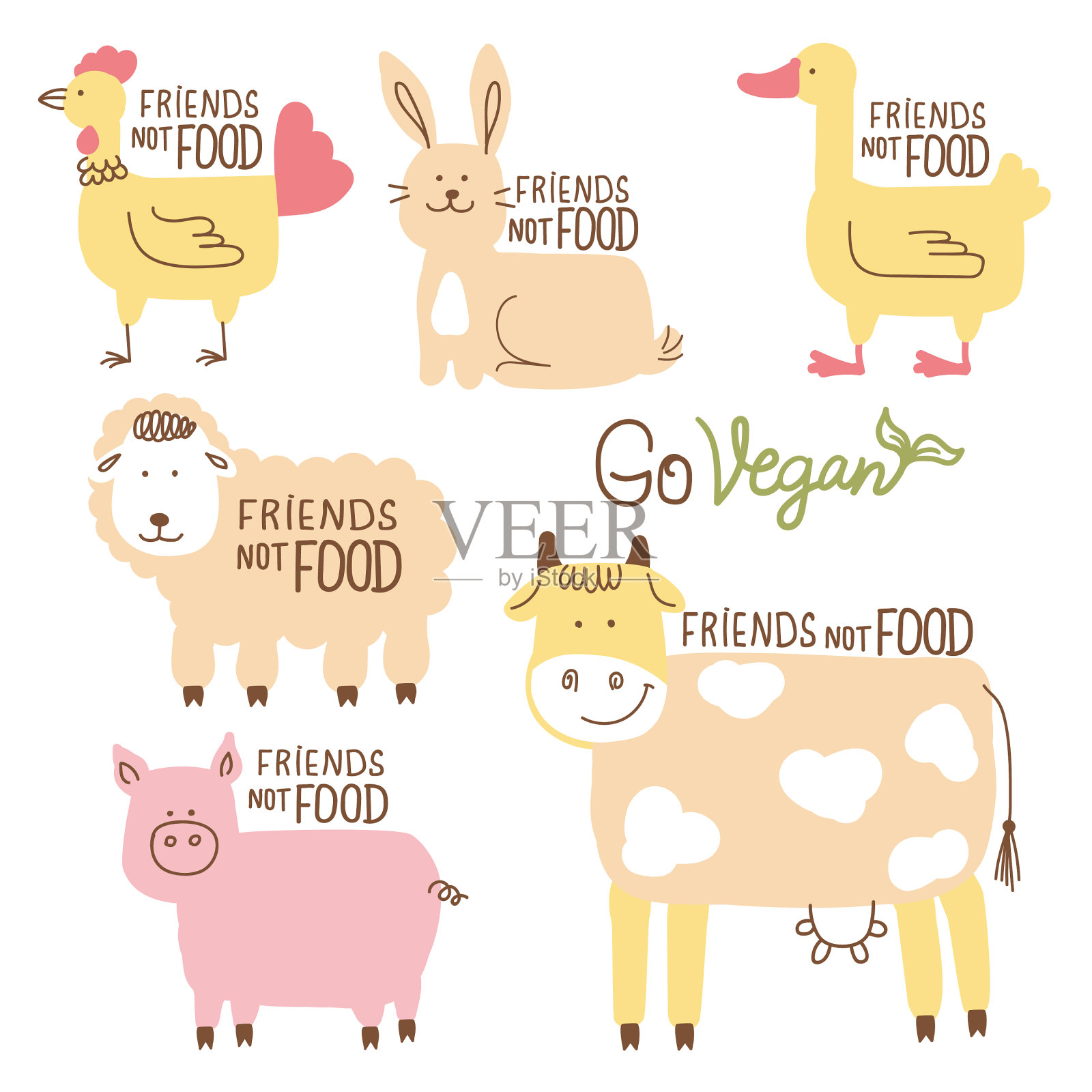 朋友，而不是农场动物插画图片素材