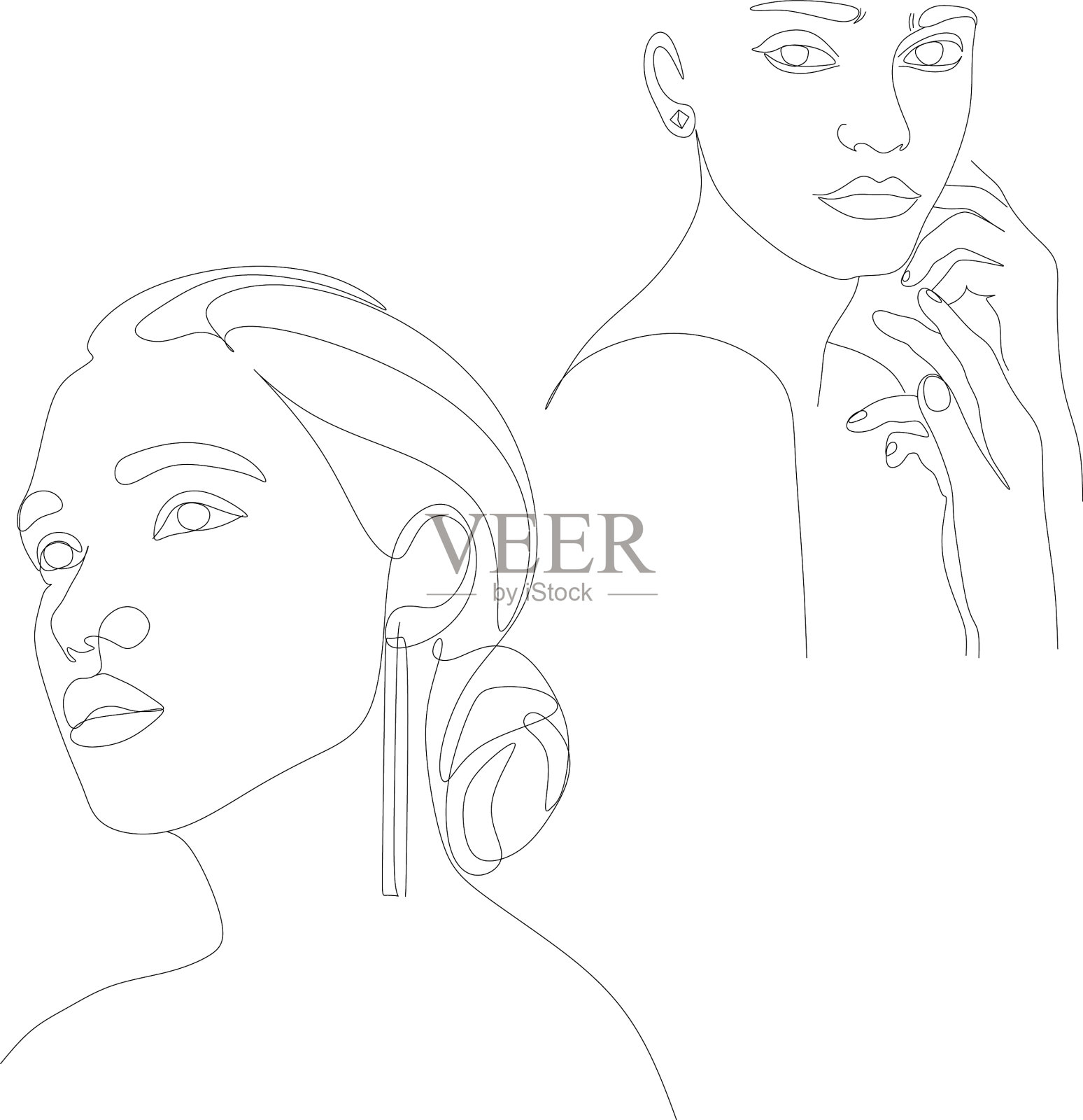 连续的线描集面和图标素材