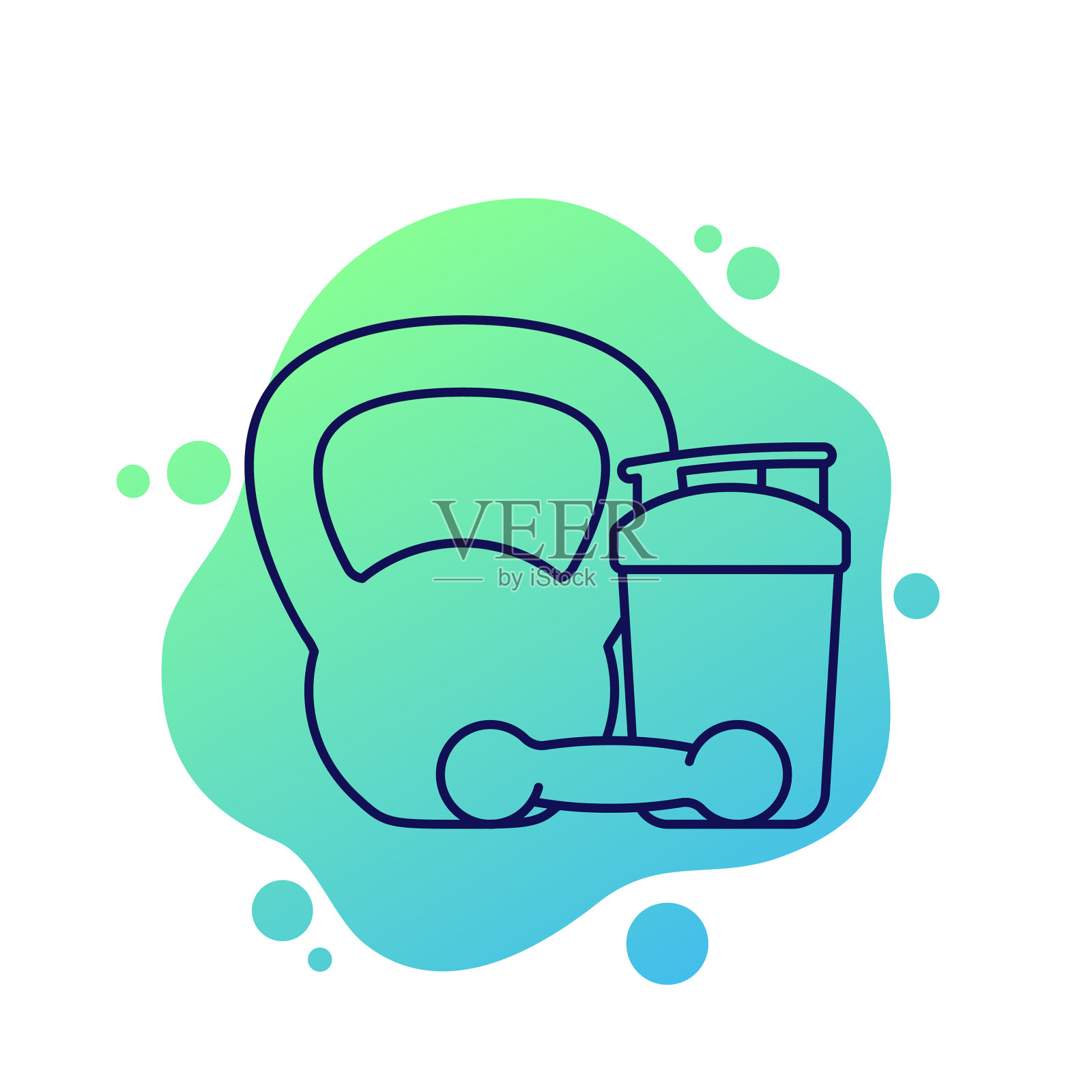 摇铃，杠铃，壶铃，线图标体育馆的概念设计元素图片