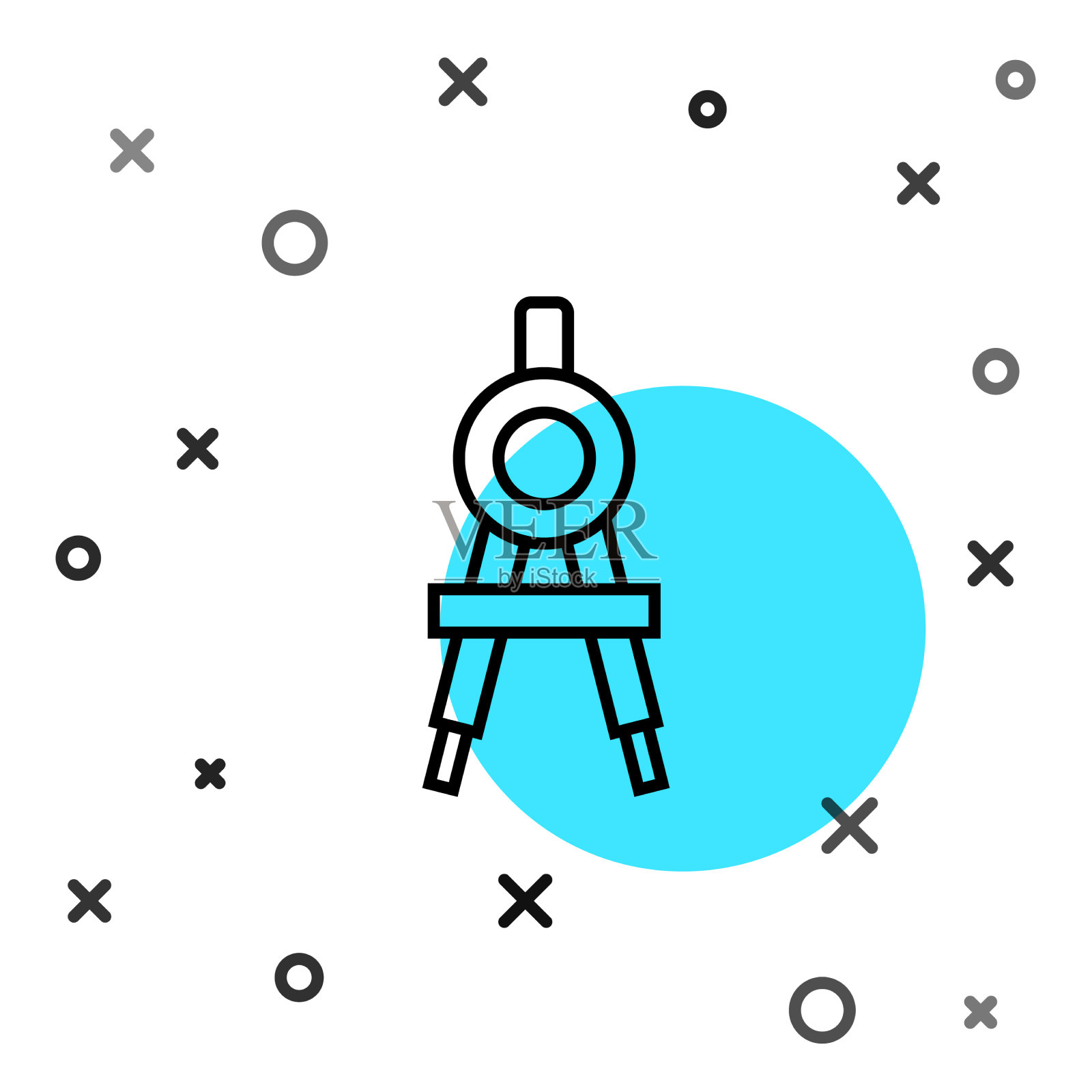 黑线绘制罗盘图标孤立在白色上图标素材